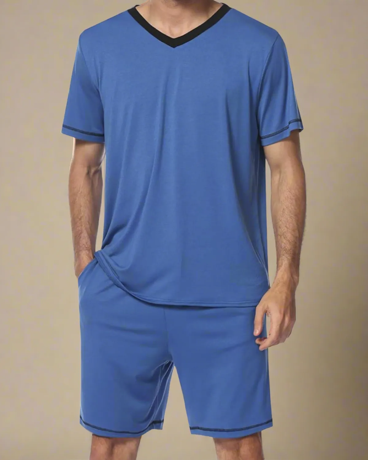 Men V-Neck T-shirt and Shorts Pyjamas