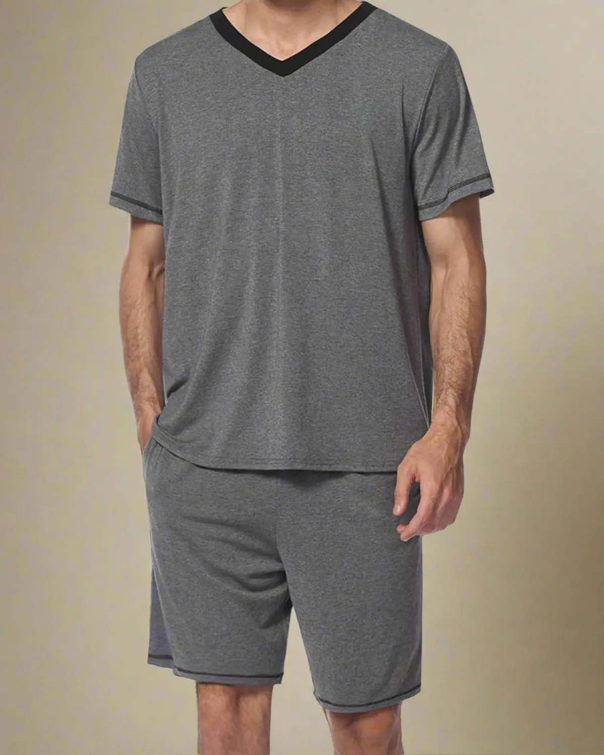 Men V-Neck T-shirt and Shorts Pyjamas