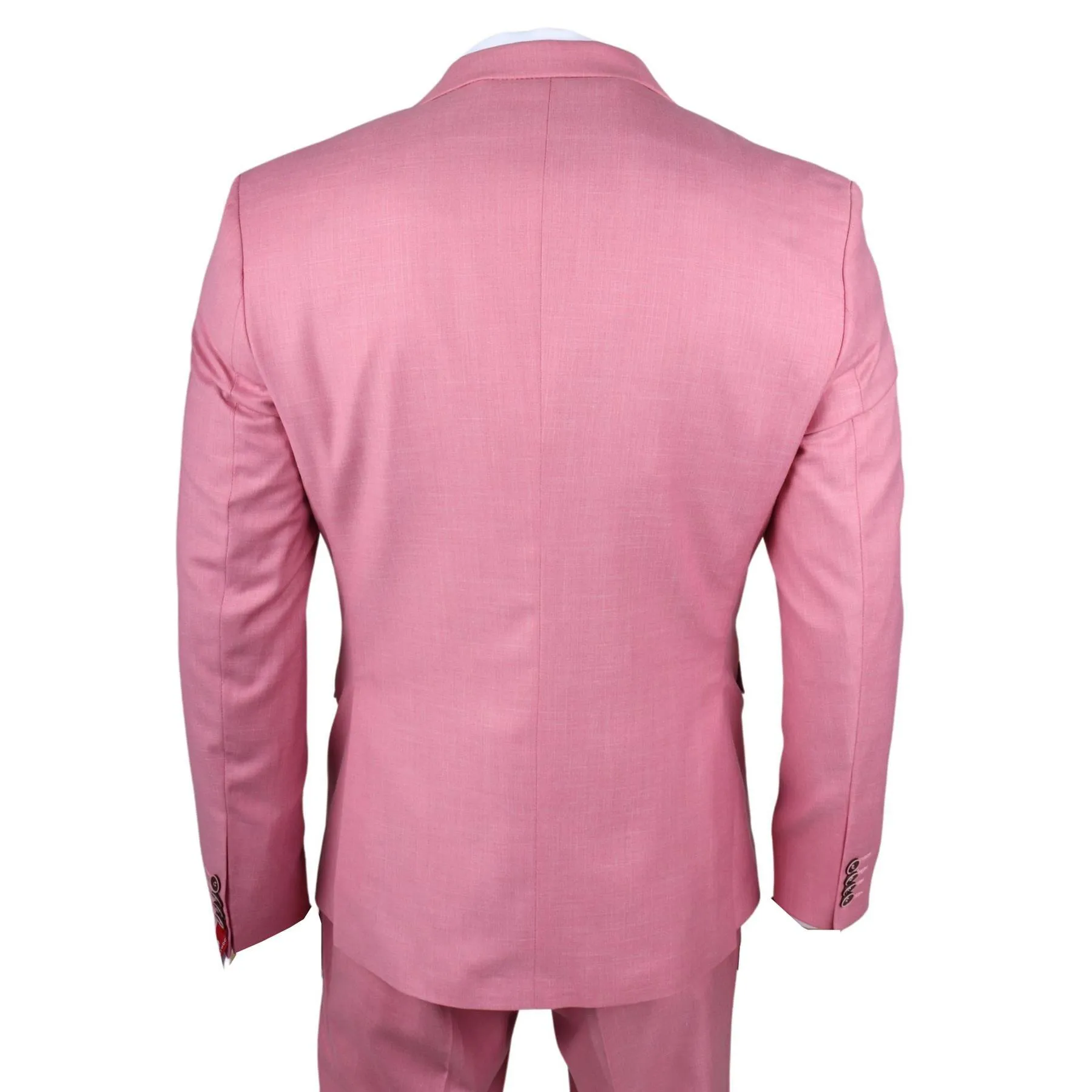 Men's Classic 3 Piece Suit Blush Pink Pocket Chain Wedding Tailored Fit Vintage Formal