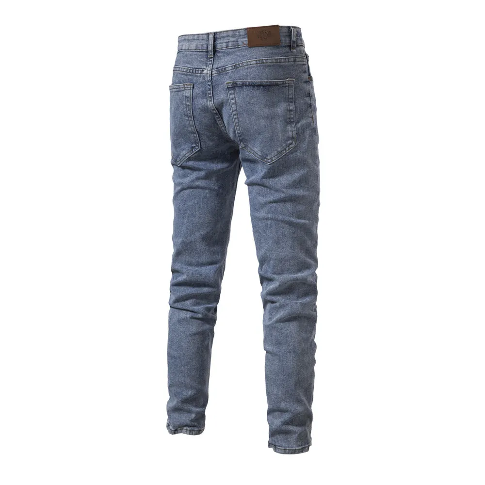 Men's Jeans Pants Casual Autumn Male Ripped Skinny Stretch Trouser Pants | ZH10