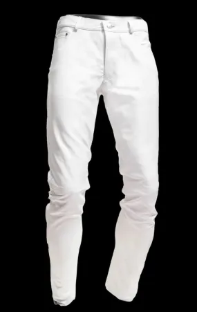 Mens White Leather Jeans