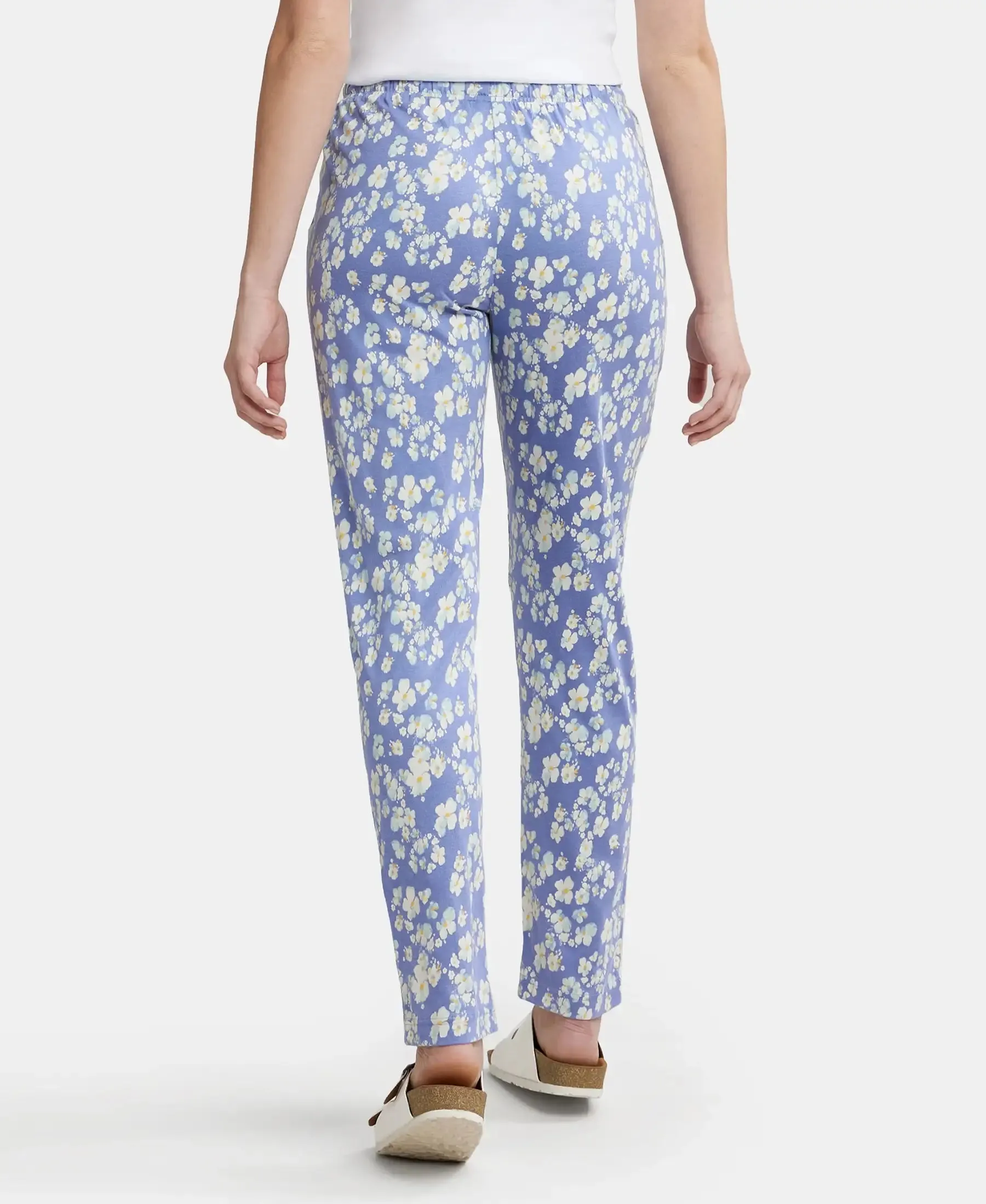 Micro Modal Cotton Relaxed Fit Printed Pyjama with Side Pockets - Iris Blue Assorted Prints