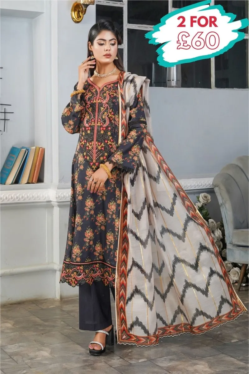 Munira Lawn 3 Piece Pakistani Frock MUN564