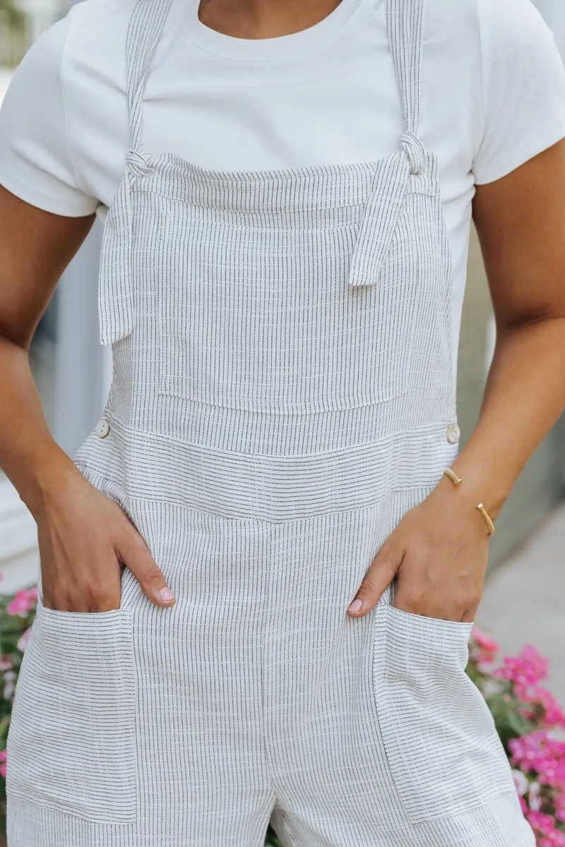 Natural Striped Linen Overalls - FINAL SALE