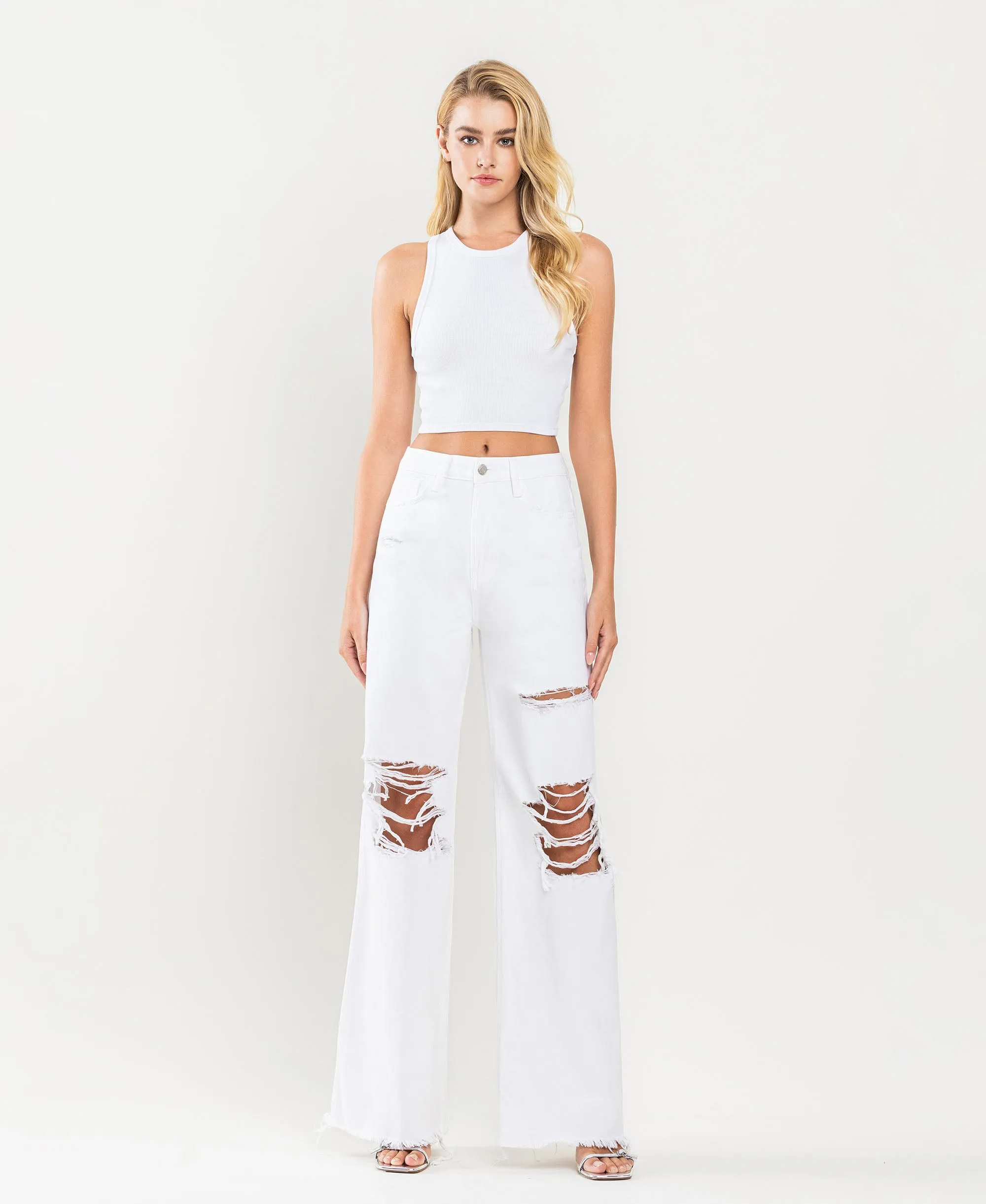 Optic White - Super High Rise 90's Vintage Wide Loose Jeans