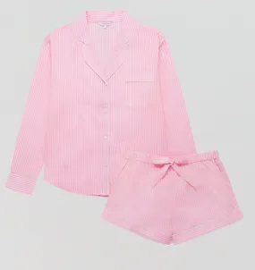 Organic cotton long sleeve pyjama short set [Pink Stripe]