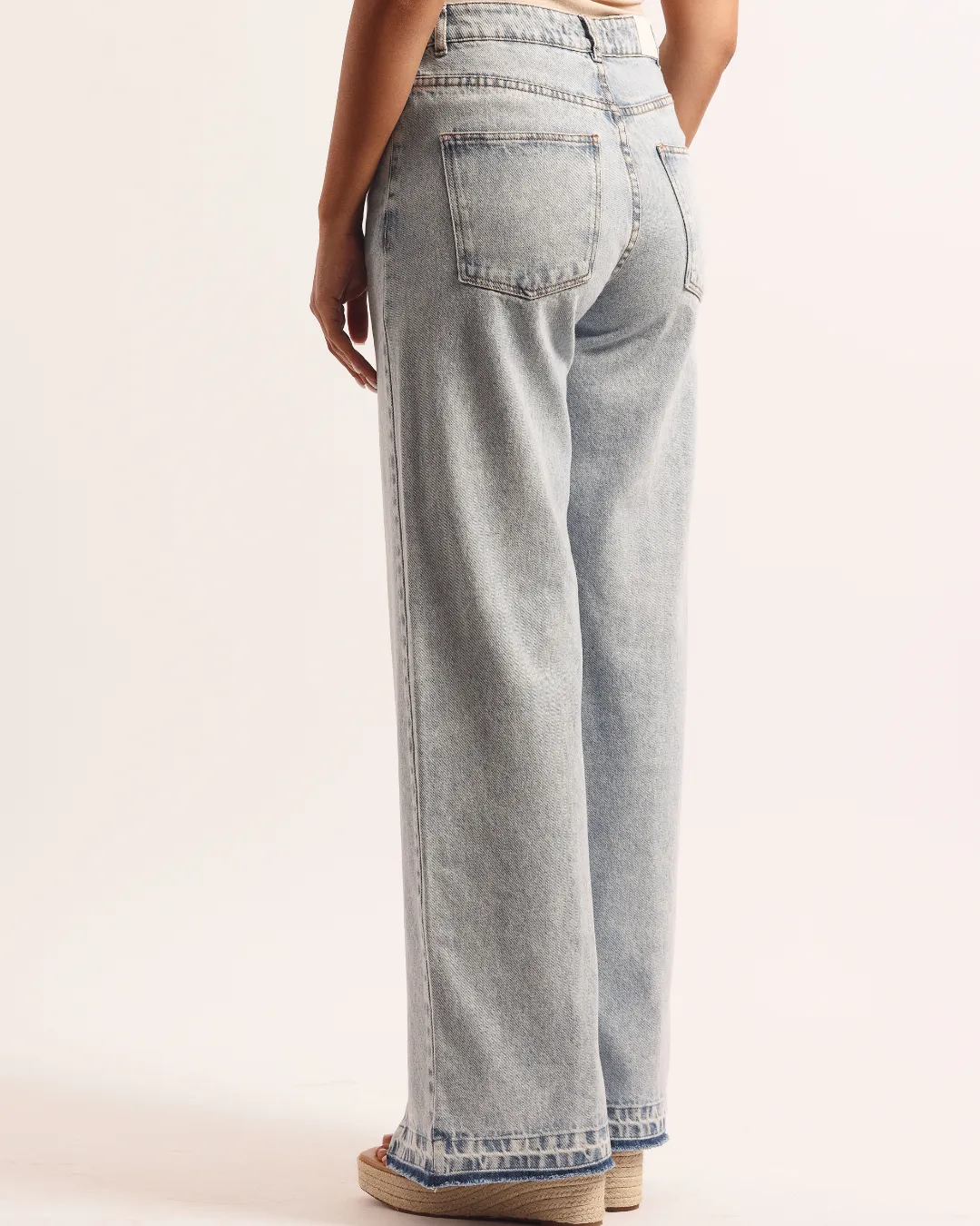 Pantalon Wide Leg Denim Bleu