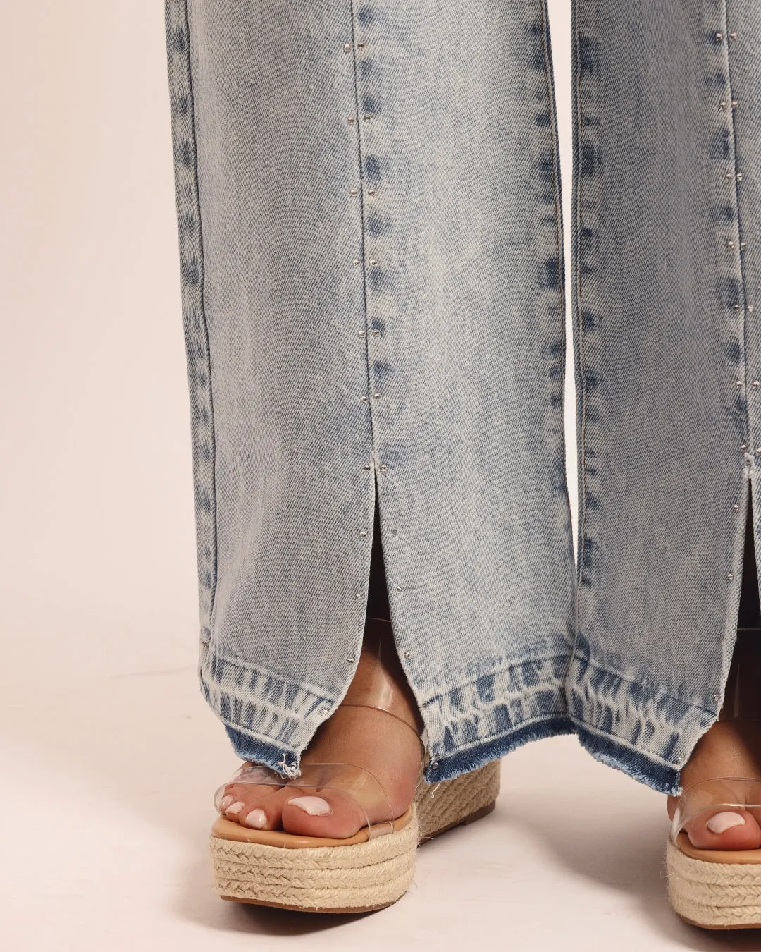 Pantalon Wide Leg Denim Bleu