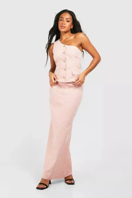 Pastel Pink Striped Maxi Skirt