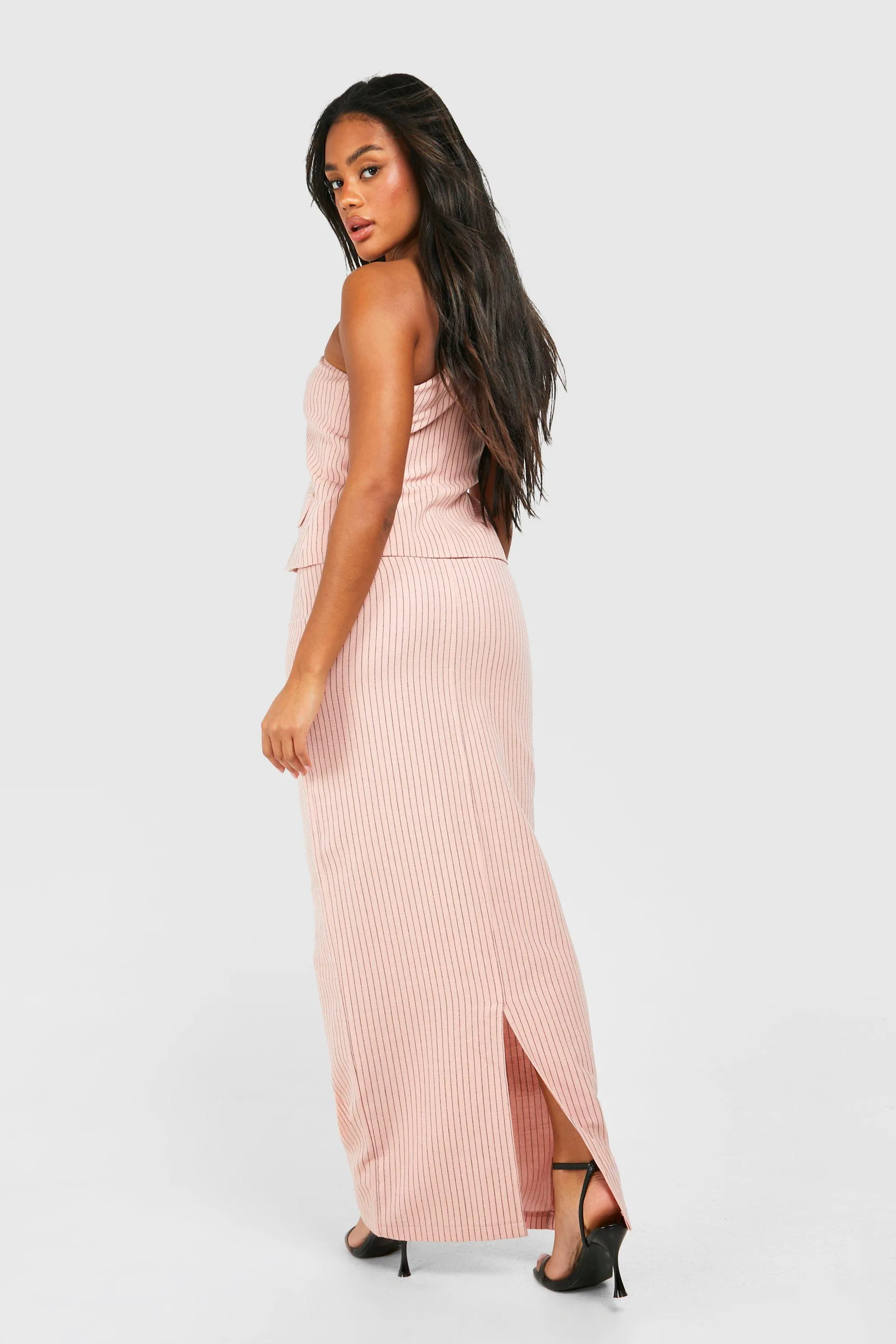 Pastel Pink Striped Maxi Skirt