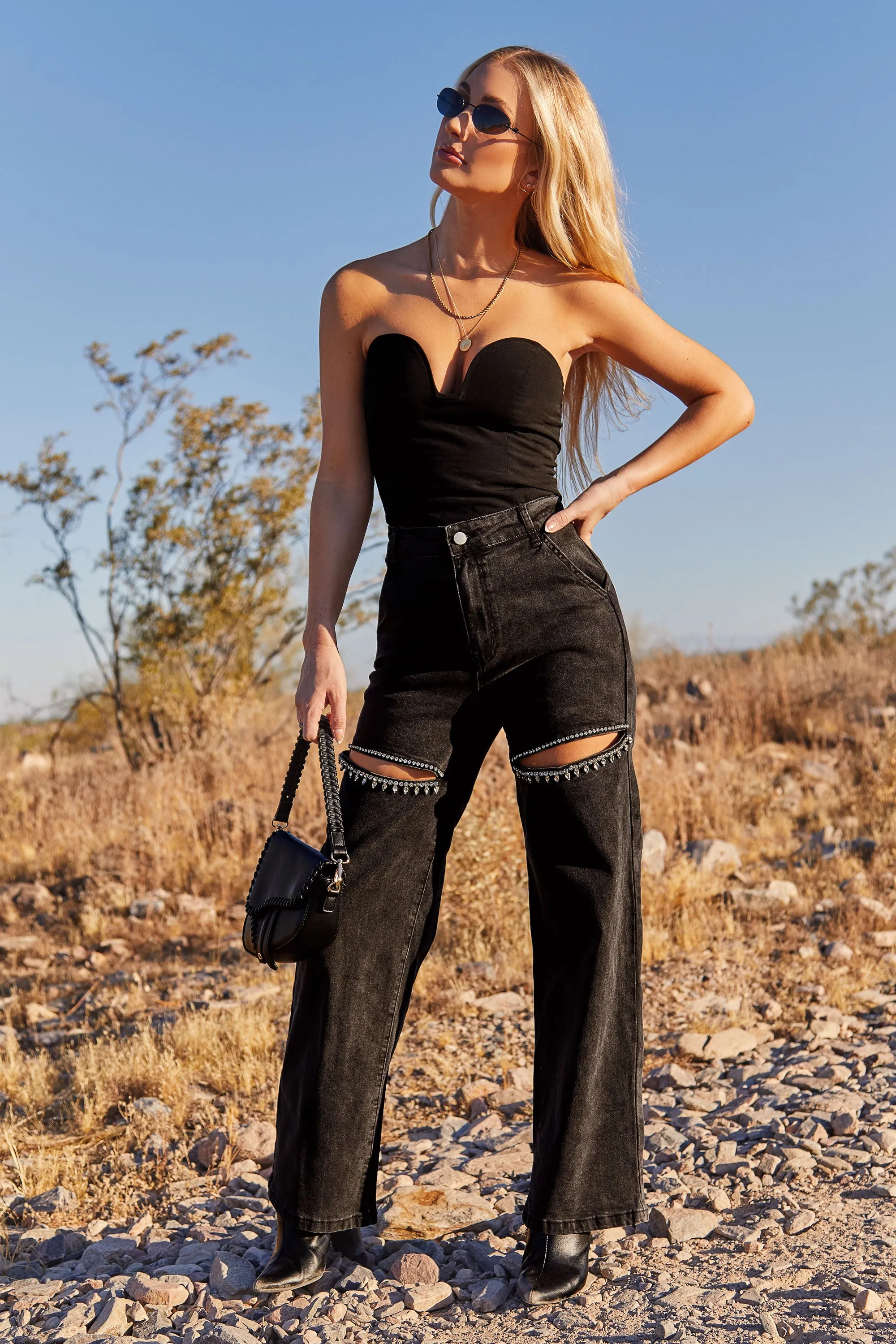 Payson Black Cut Out Rhinestone Jeans