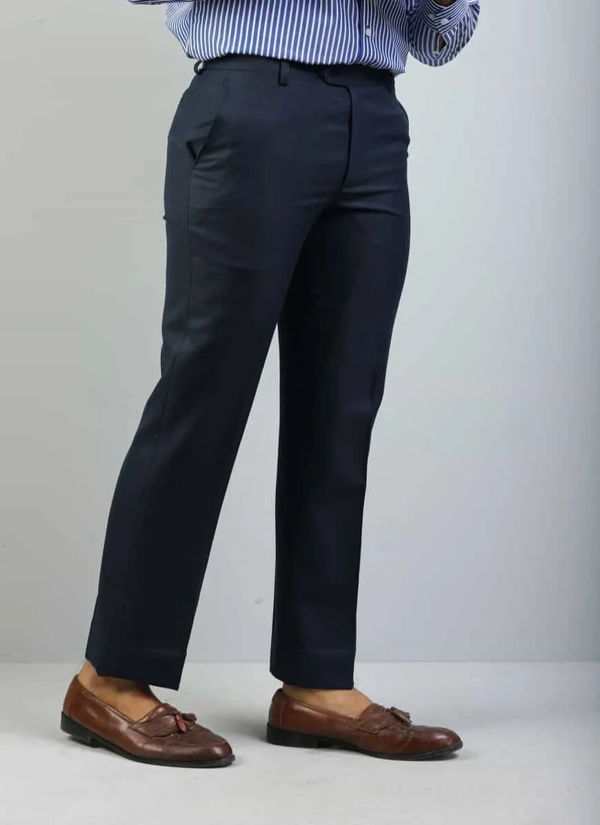 Plain Blue Worsted Flanne Formal Trouser