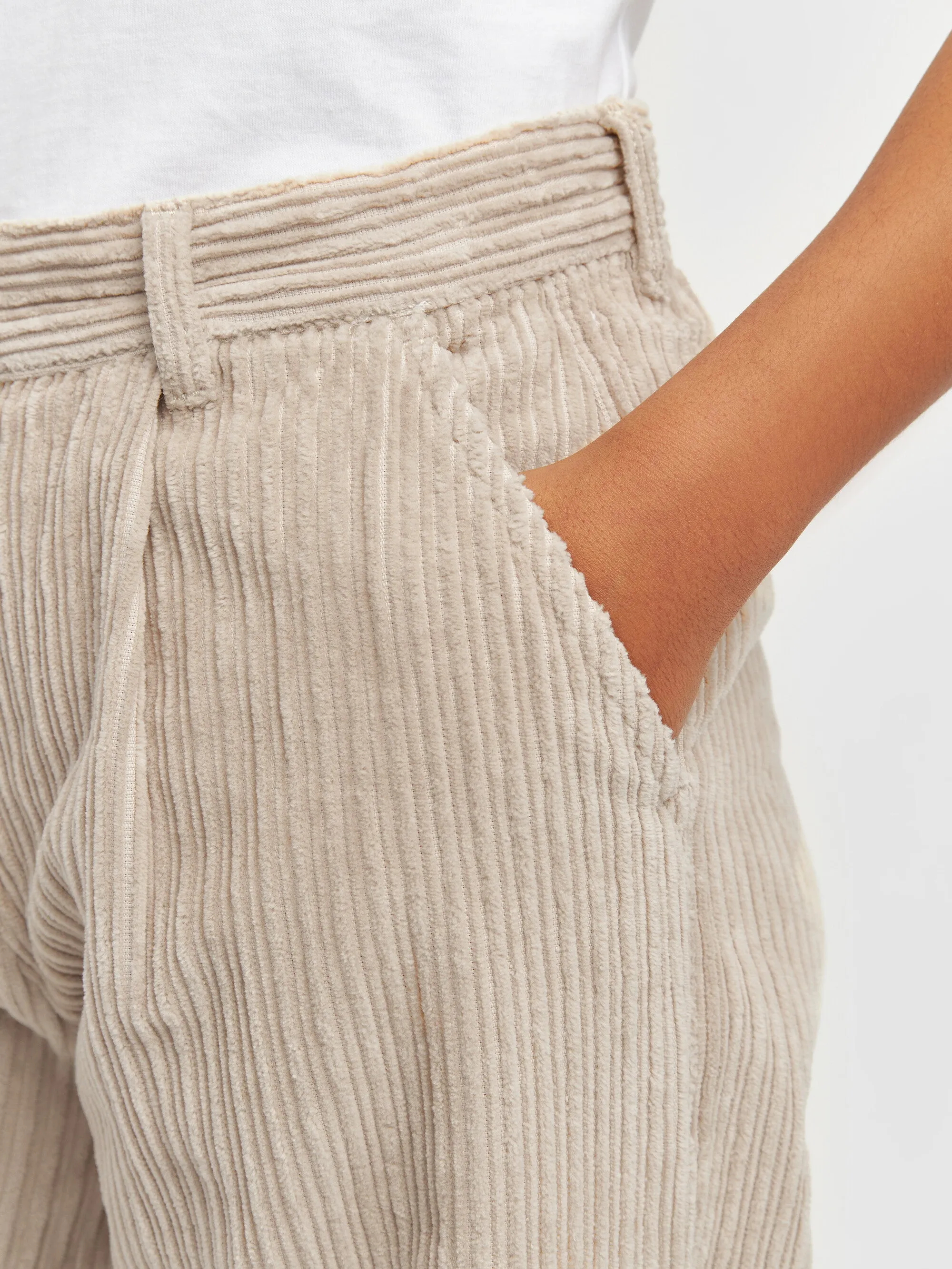 POSEY wide high-rise irregular corduroy pants - Light feather gray