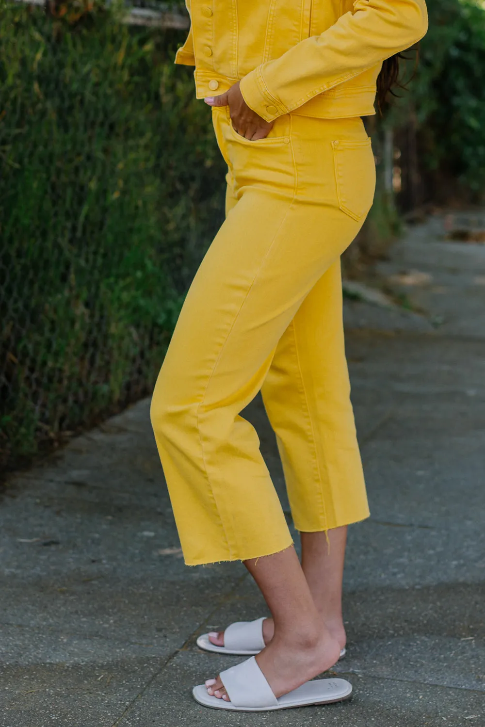 Rachel High Rise Yellow Braided Crop Wide