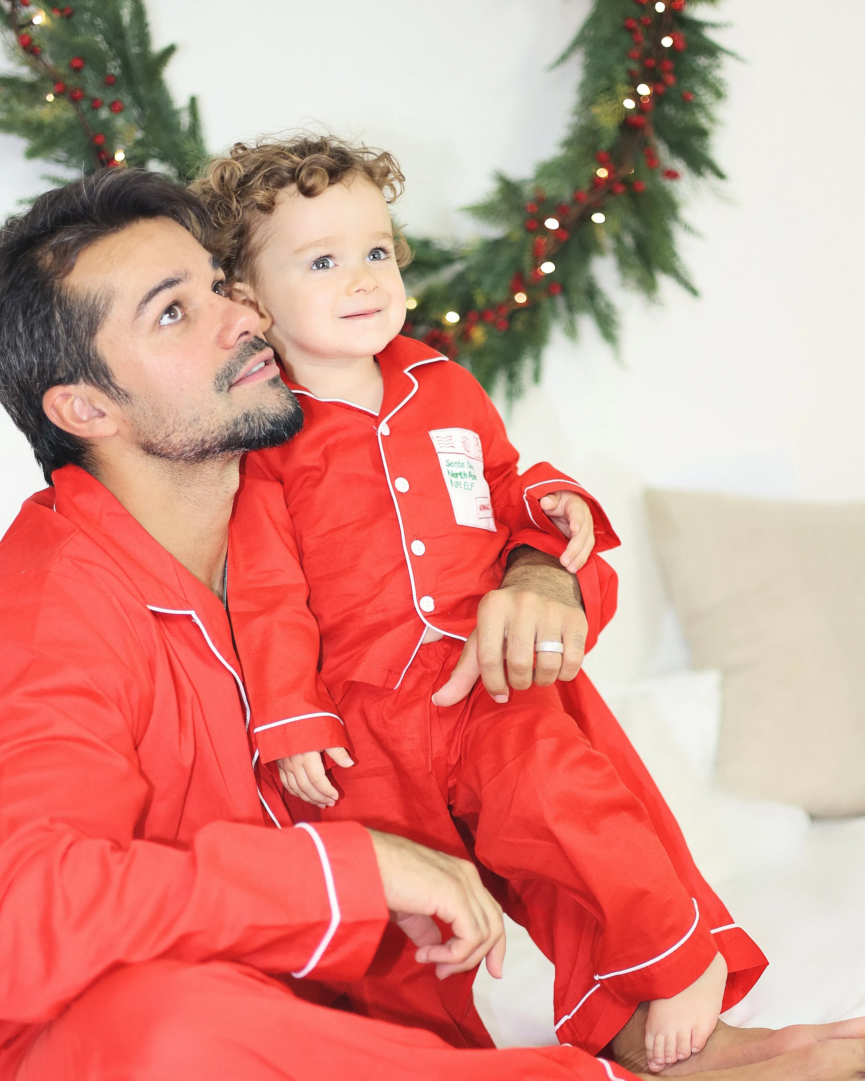 Red Cotton Adults Pjs - Matching Childrens Letter Pjs