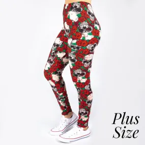 Red Rose Skull Plus Size Leggings