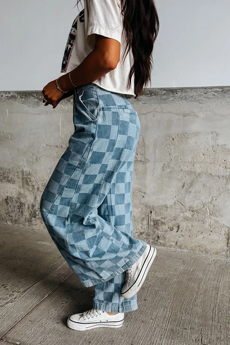 Remy Checkered Denim Pants