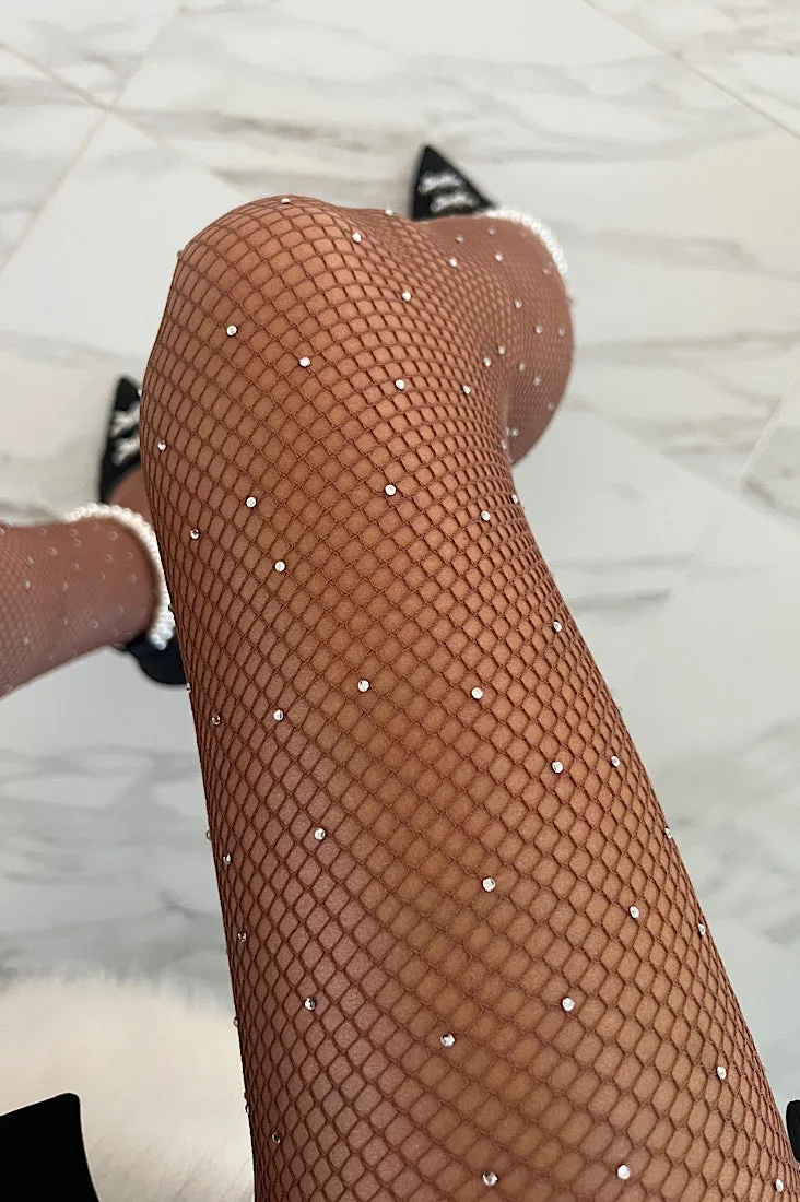 Rhinestone Fishnet Tights