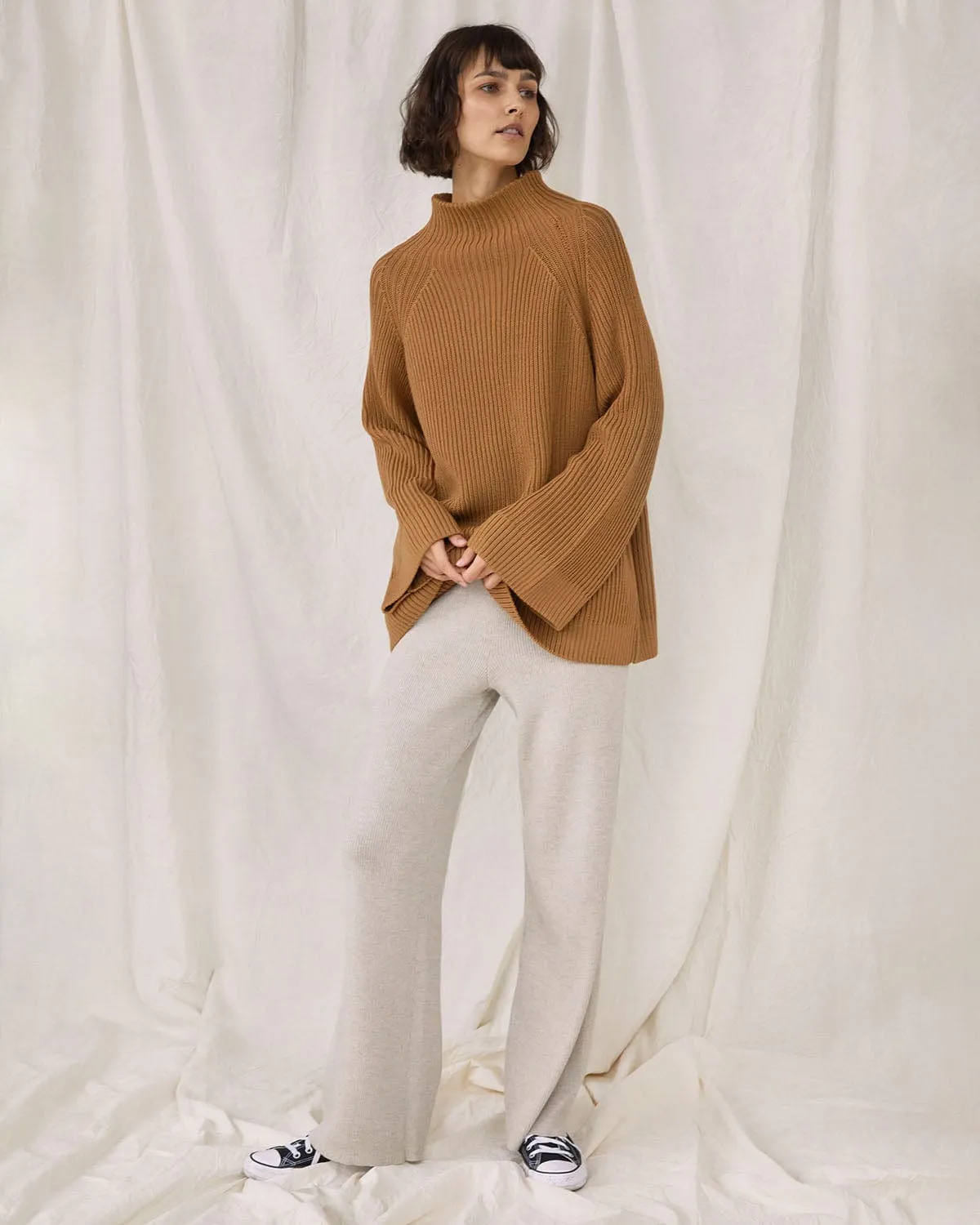 Rib Lounge: Beige Merino Wool Pants