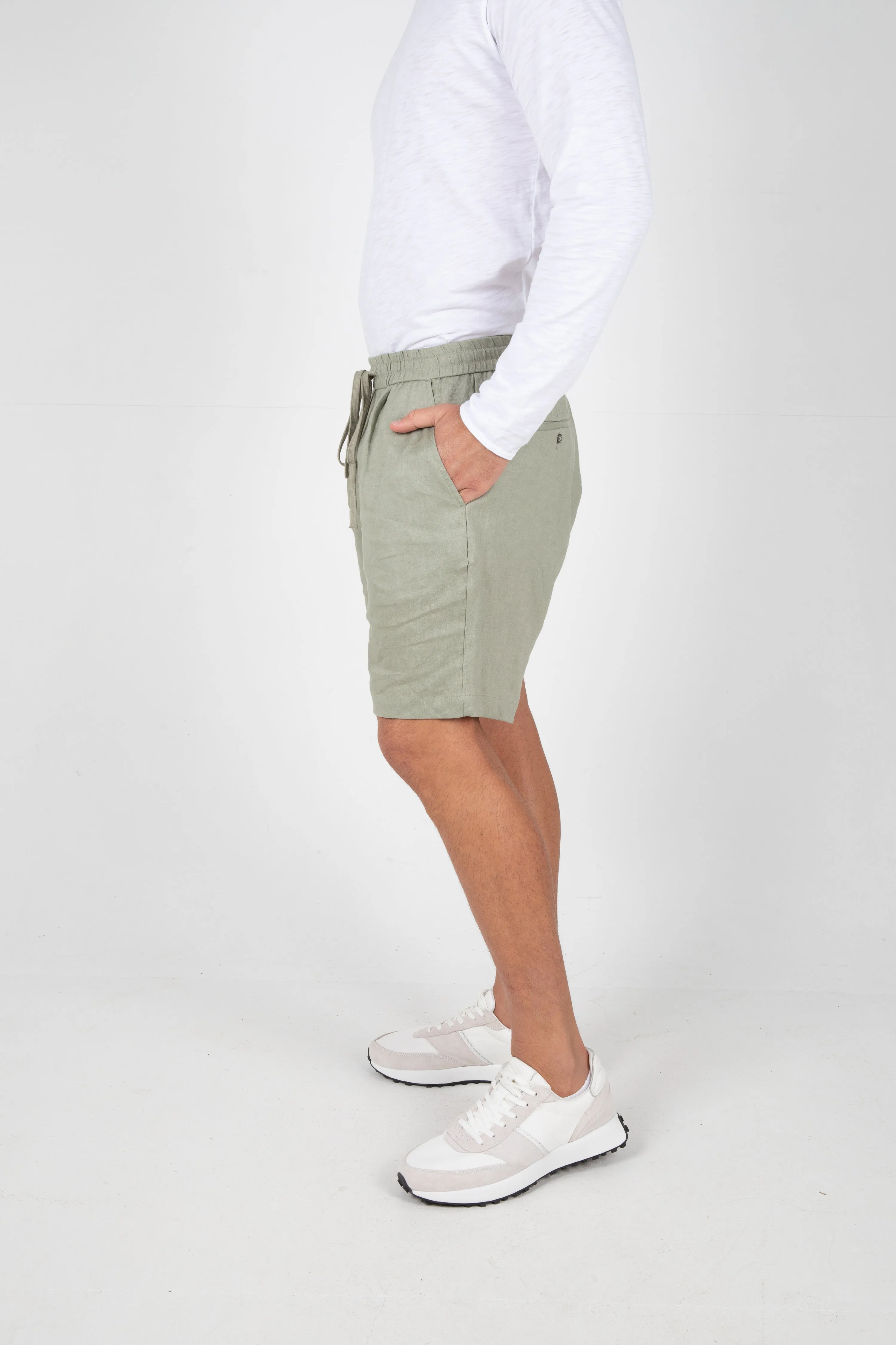 RUFOLO LINEN SHORT - SAGE