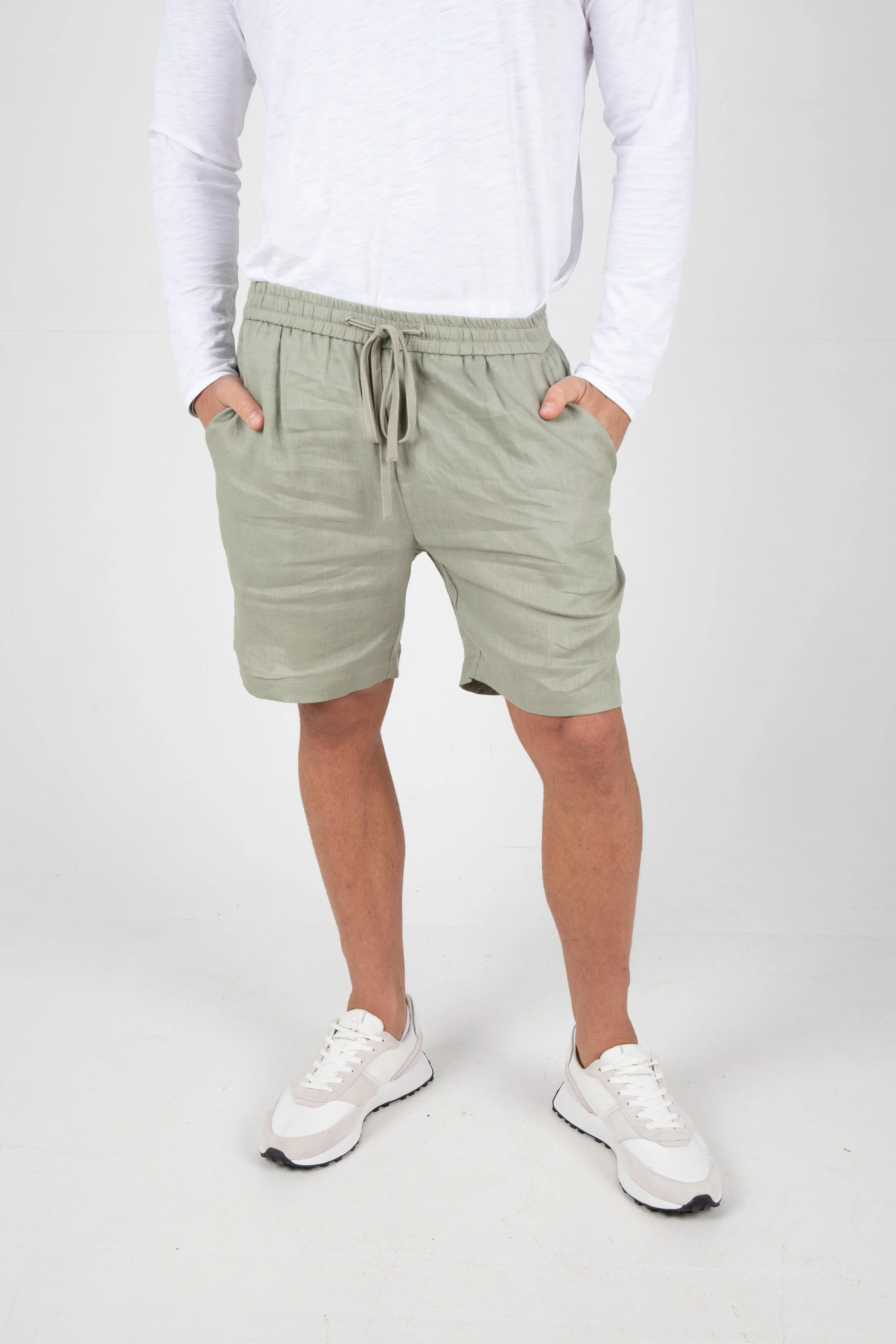 RUFOLO LINEN SHORT - SAGE