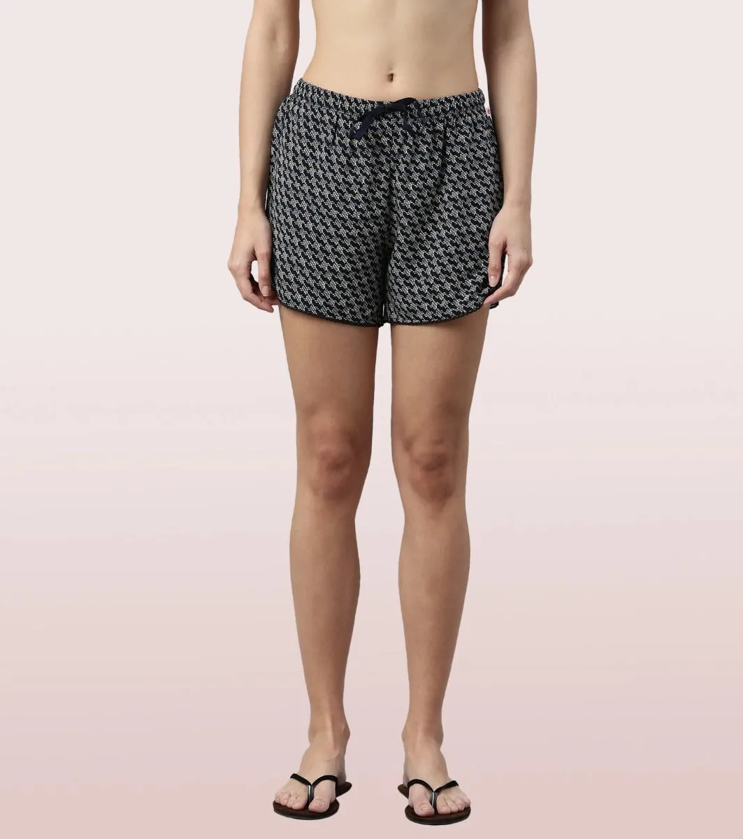 Slounge Shorts Set | Modal Woven Printed Shirt And Shorts Set