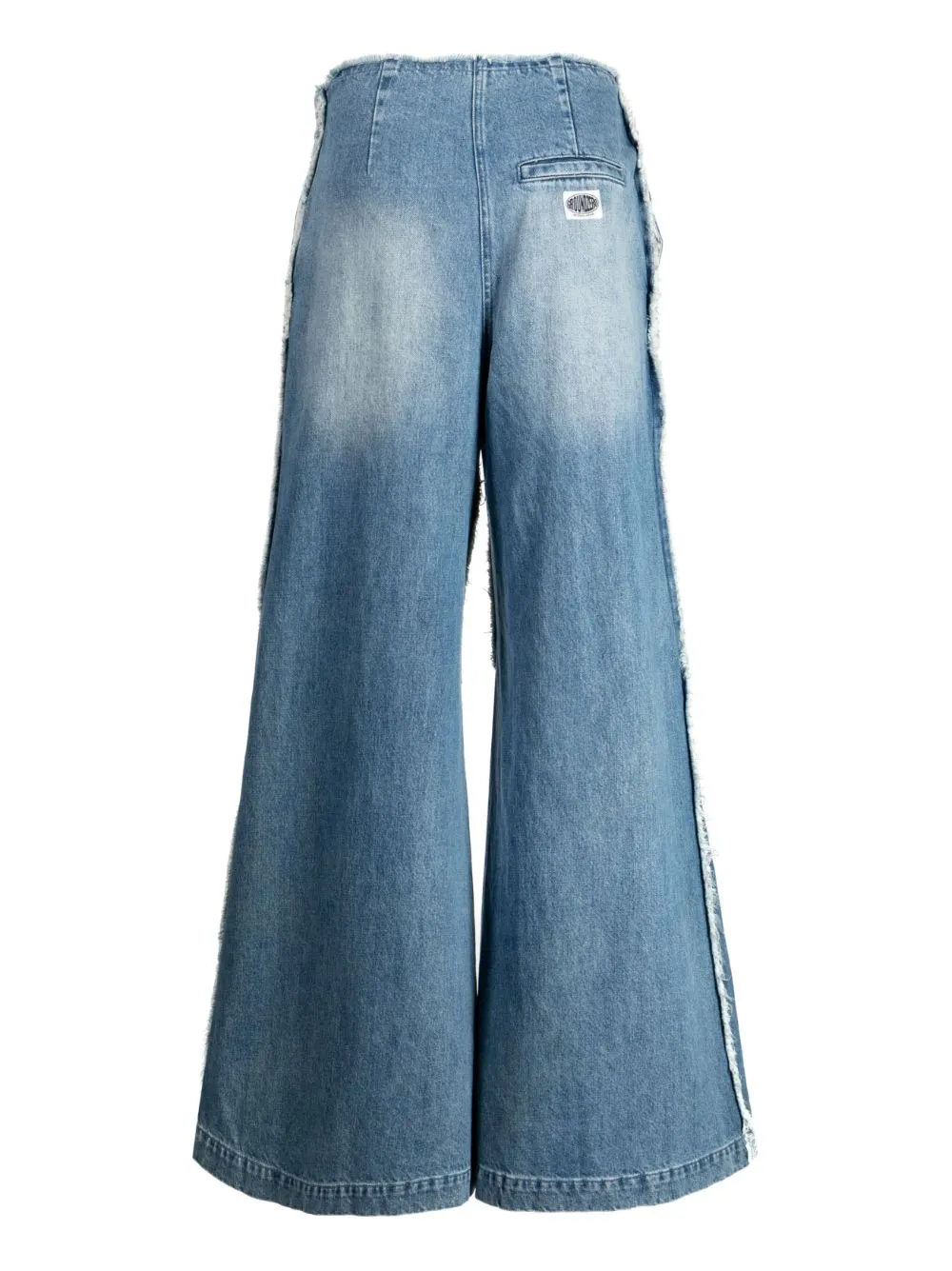 Stonewashed Raw-cut Flared Jeans