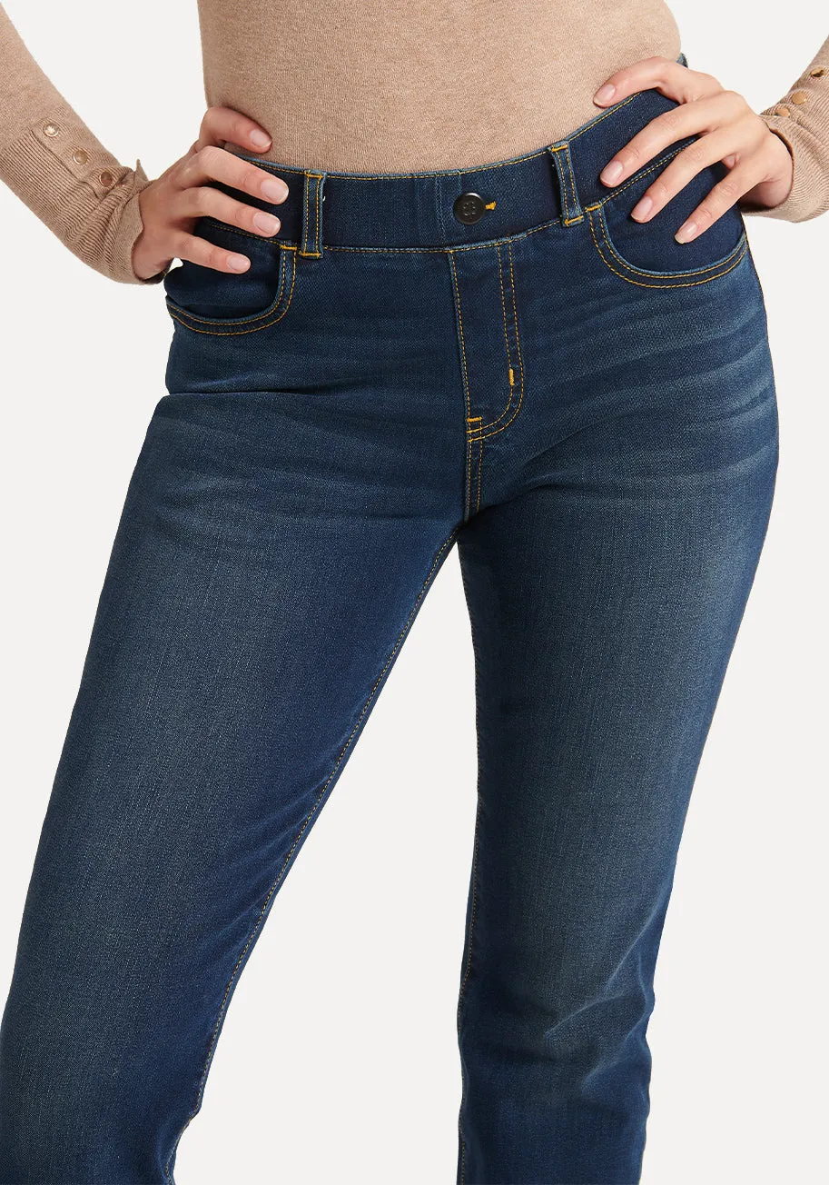 Straight-Leg | 4-Pocket Betabrand Yoga Denim (Dark Vintage Wash)