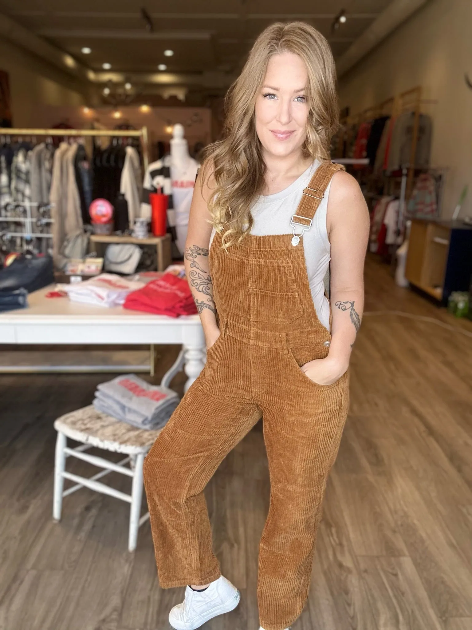 Tan Corduroy Overalls