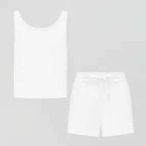 Tank & boxer sleep short set [Linen White]