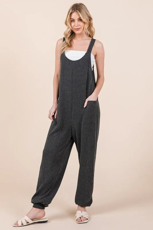 Textured Rib Overalls