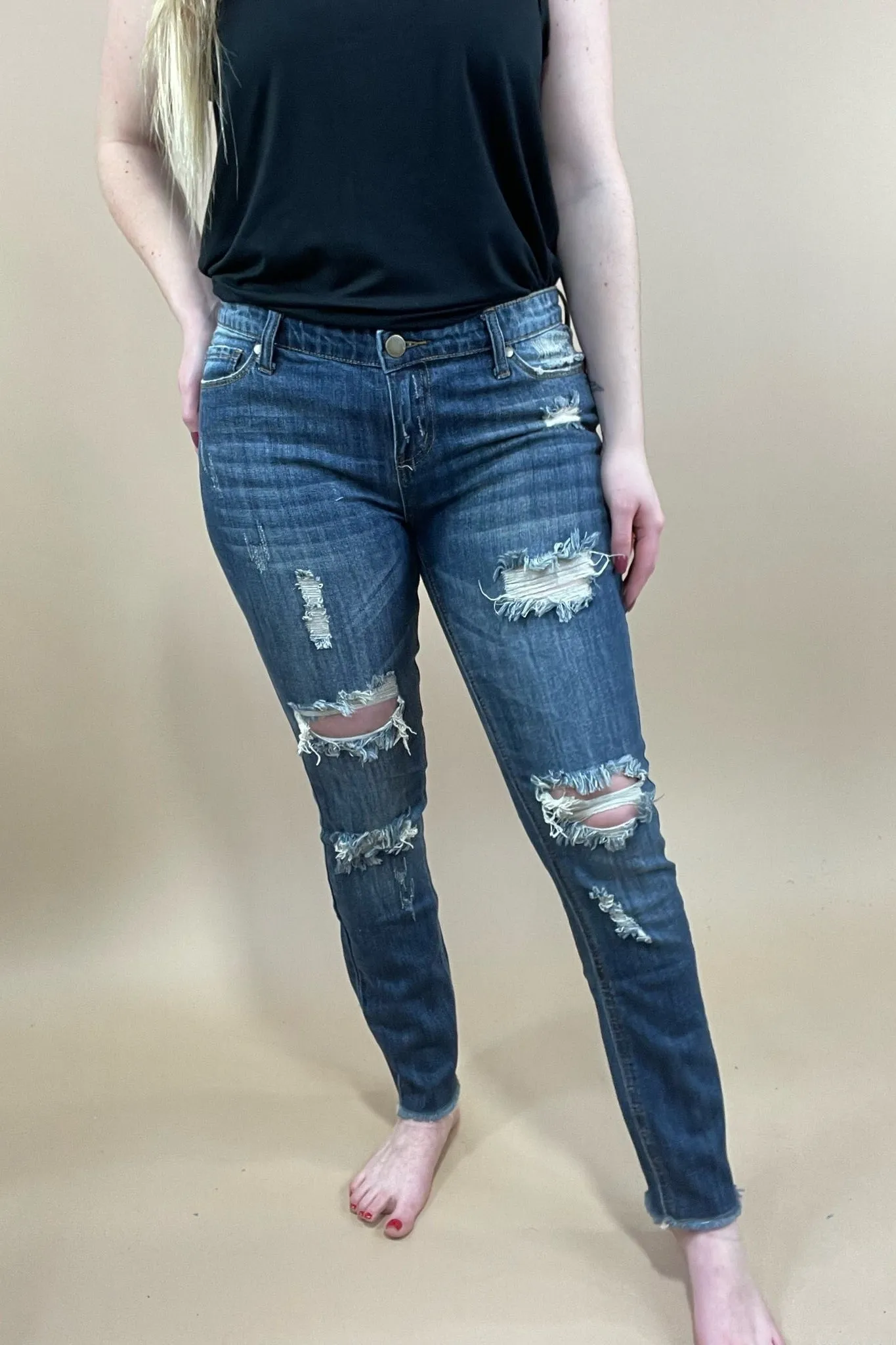 The Abby's- Low Rise Distressed Skinny