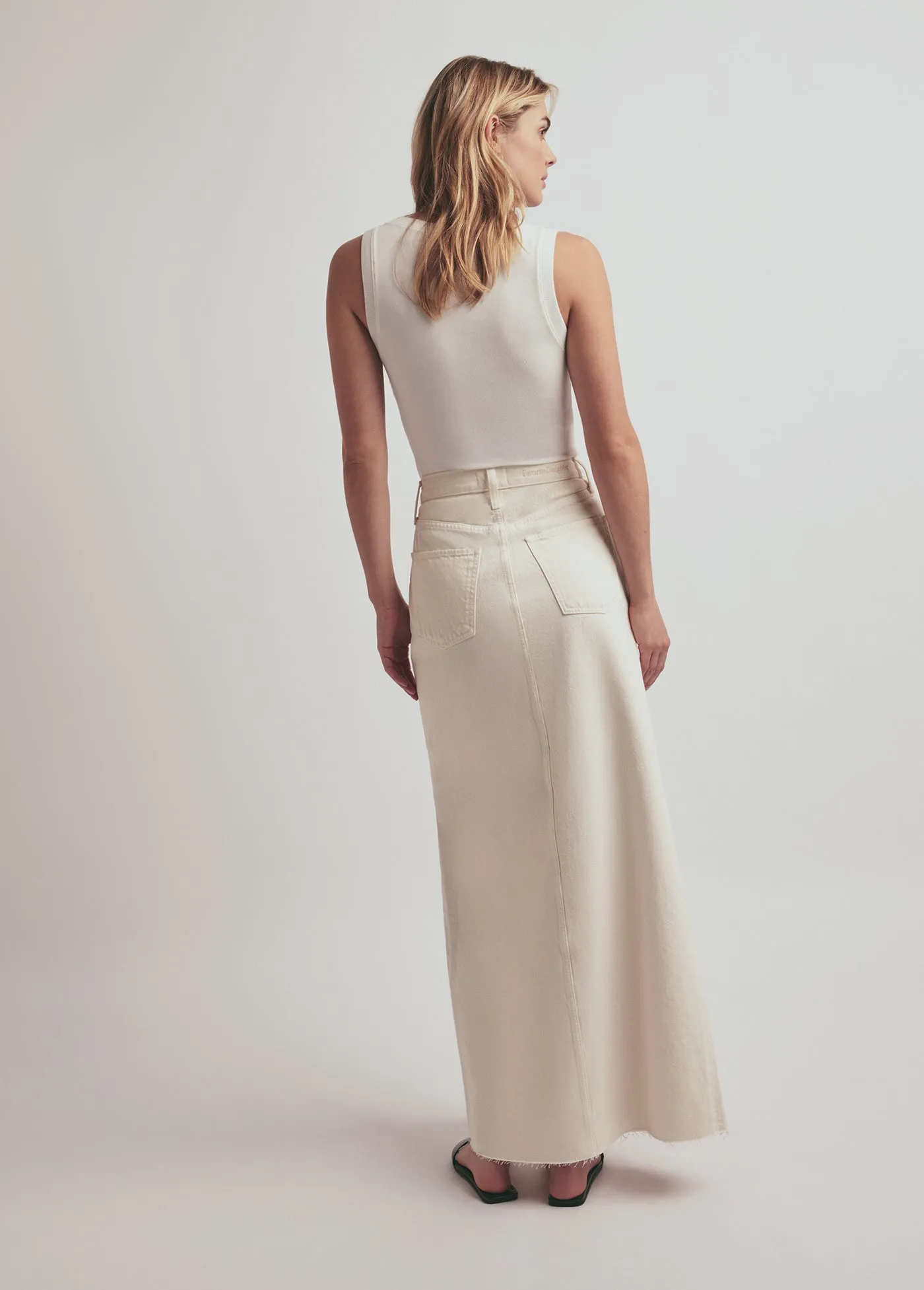 The Sadie High Rise Maxi A-Line Skirt - Gardenia