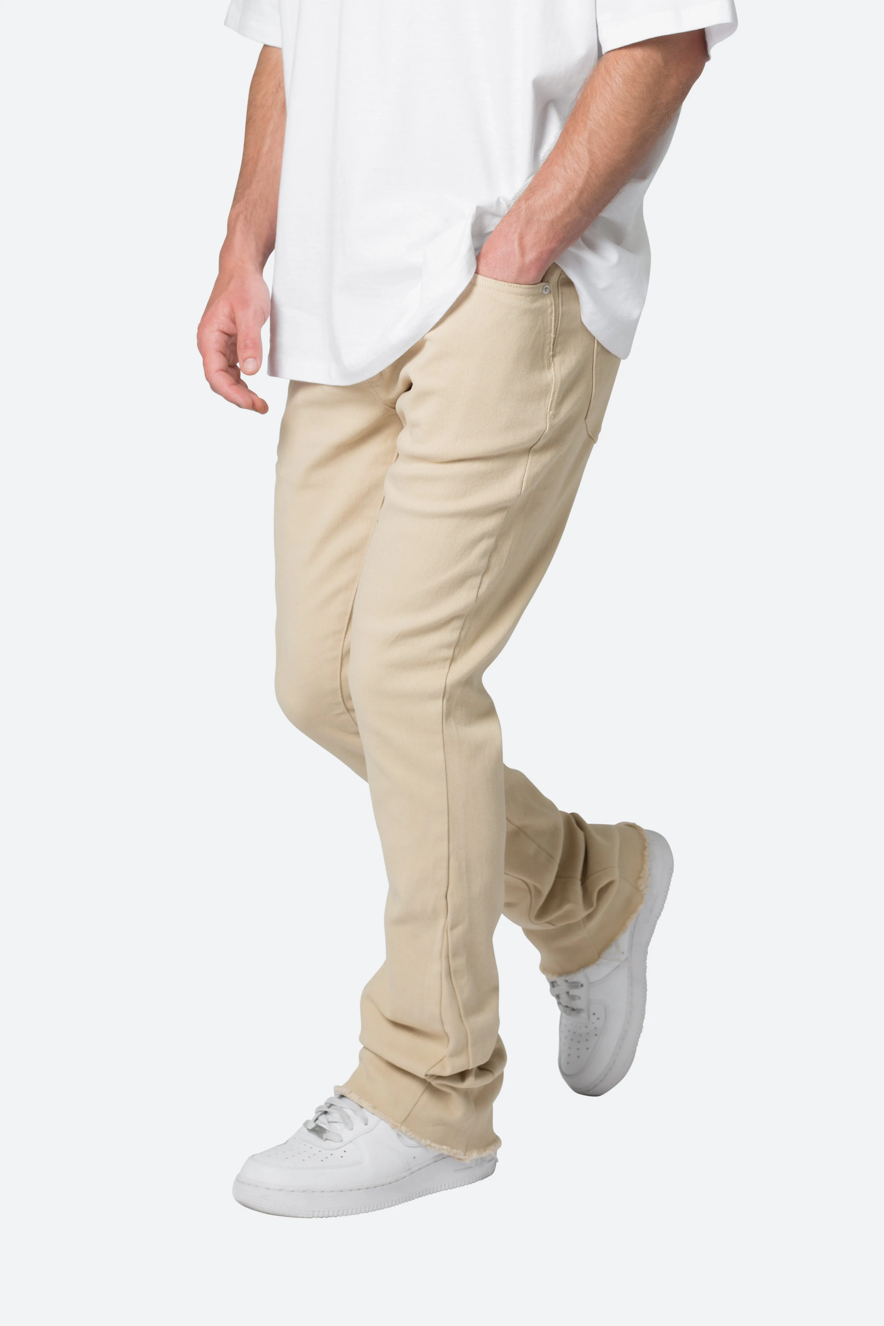 Twill Slim Stacked Pants - Khaki