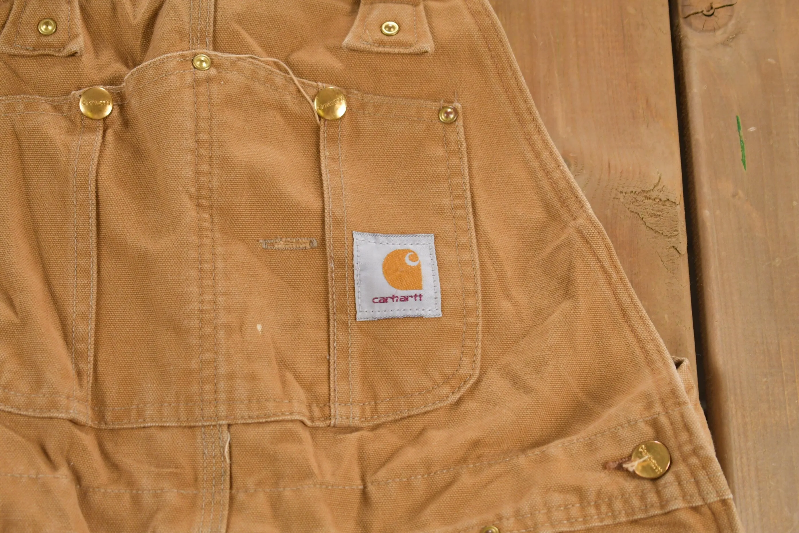 Vintage 1980s Carhartt Double Knee Quilted Canvas Overalls / Made In USA / Utility Overalls / Vintage Workwear