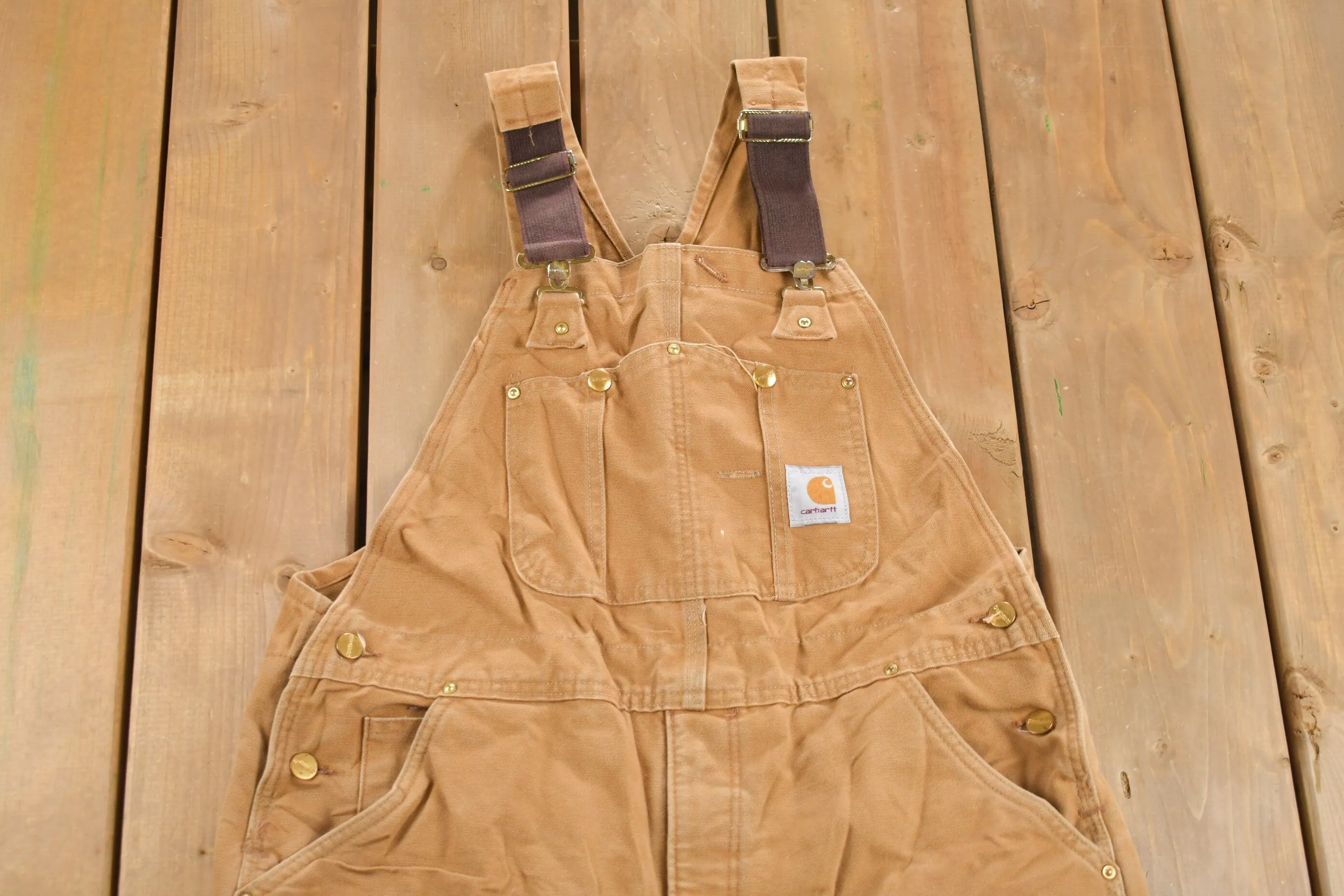 Vintage 1980s Carhartt Double Knee Quilted Canvas Overalls / Made In USA / Utility Overalls / Vintage Workwear