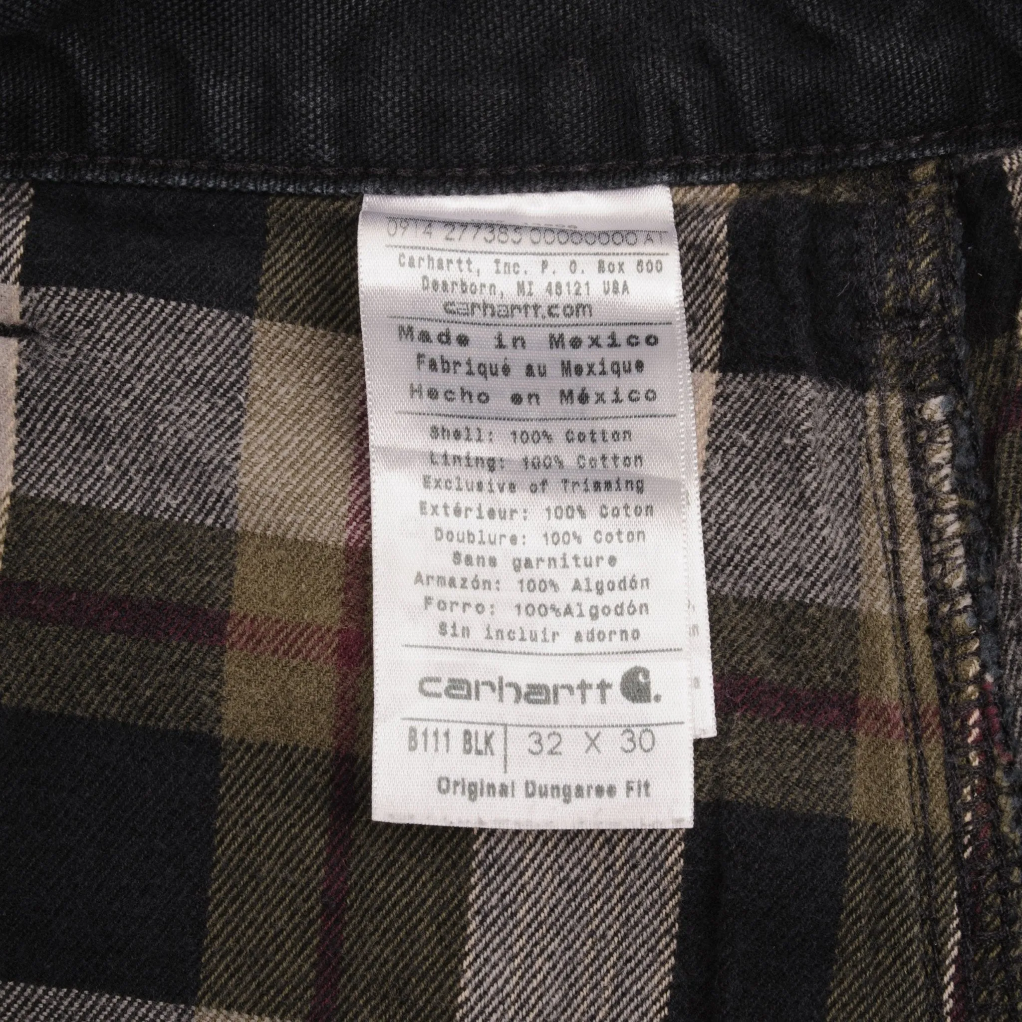 VINTAGE CARHARTT CARPENTER FLANNEL LINED BLACK PANTS SIZE 32X30