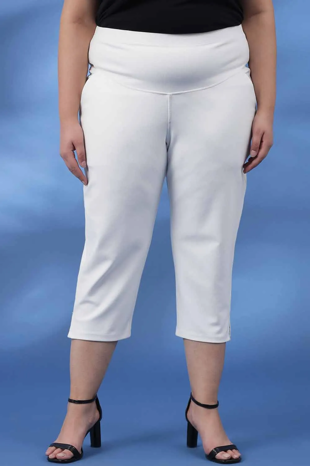 White Tummy Tucker Crop Pants