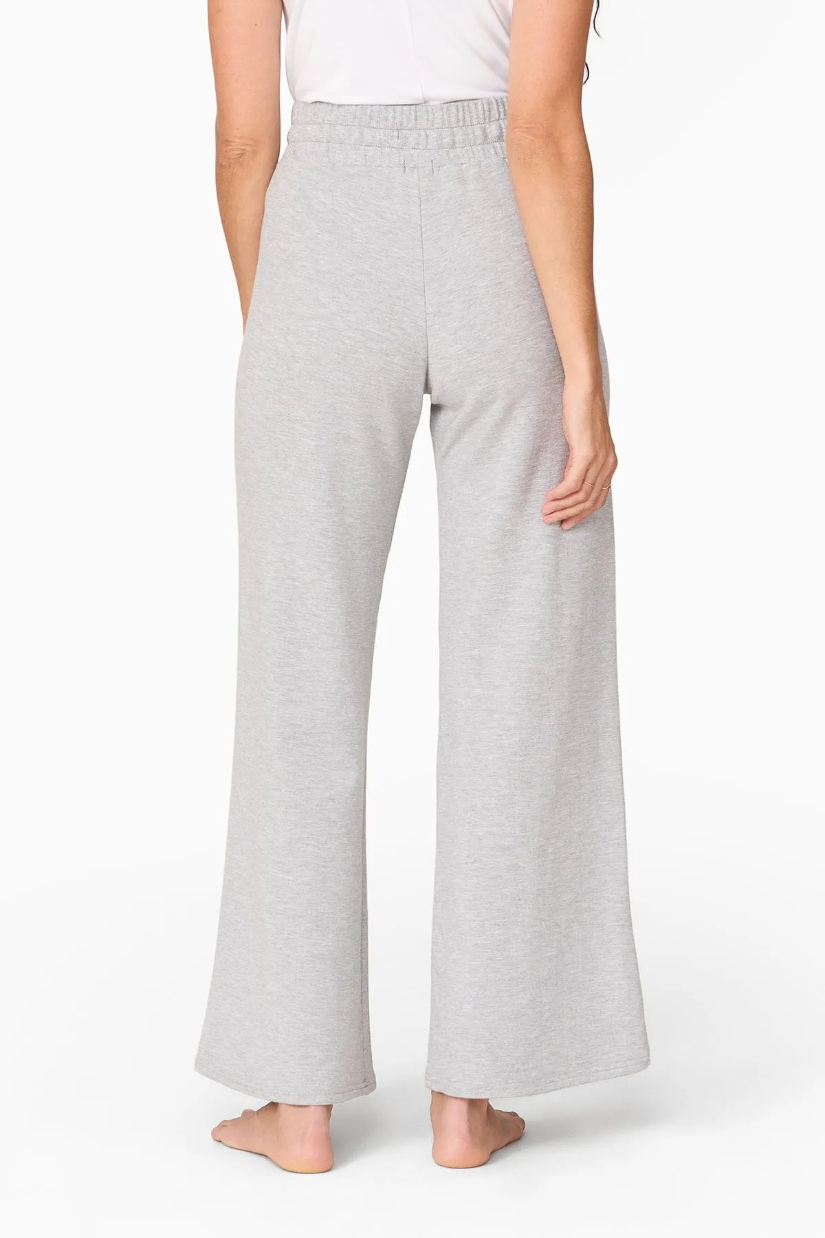 Wide Leg Sweatpant in Light Heather Grey