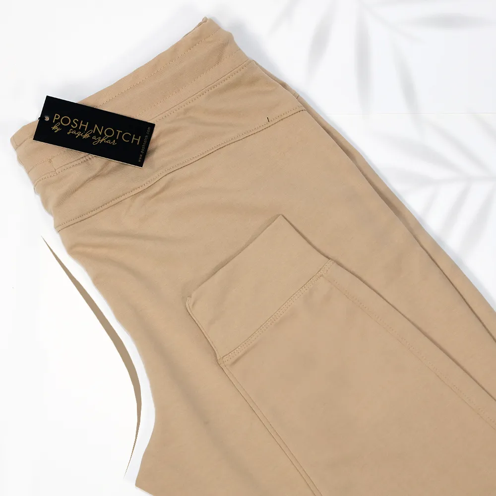 Women Basic Knitted Beige Jogger Pants