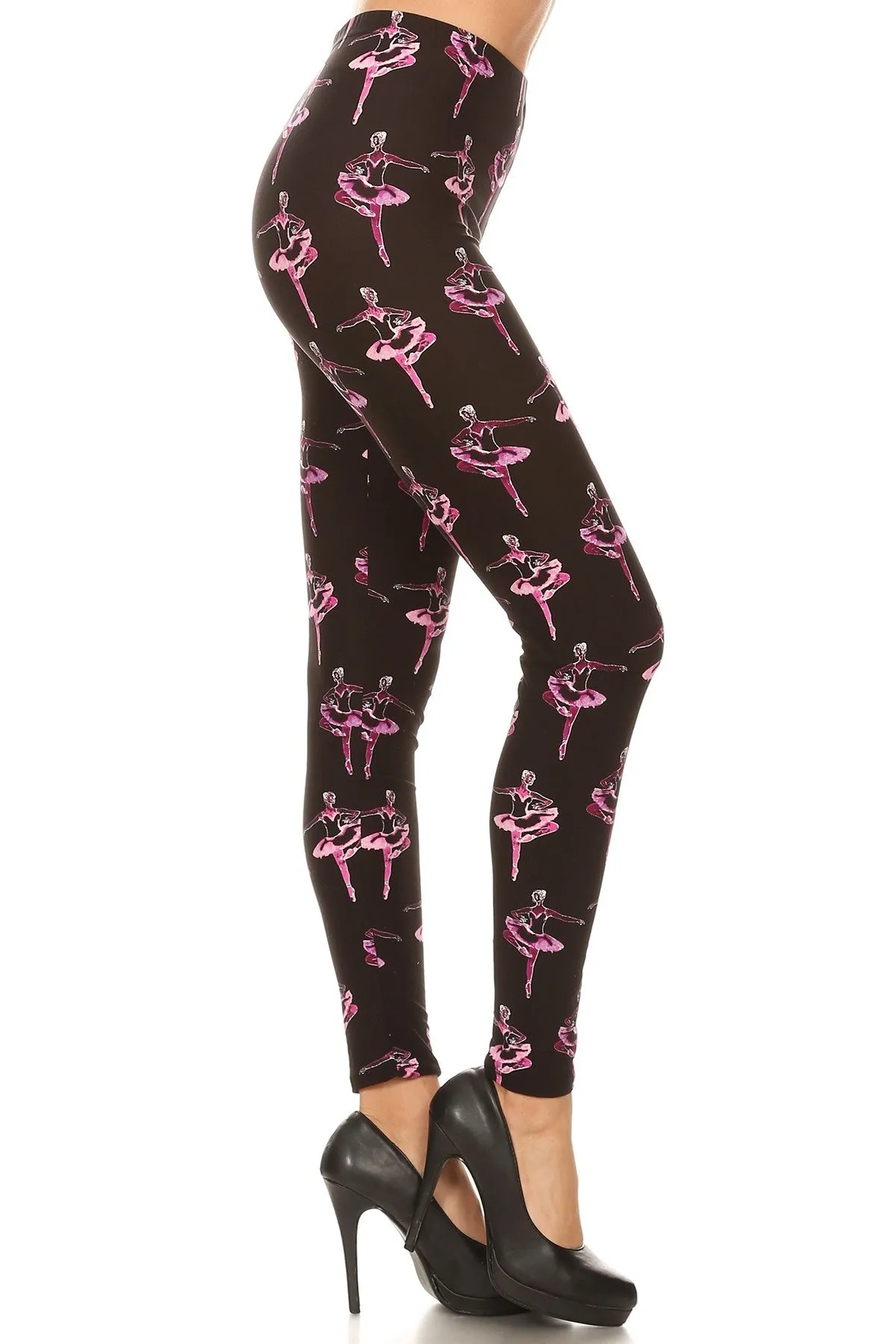 Women's 3X 5X Ballerina Dance Music Ballet Pattern Print Leggings