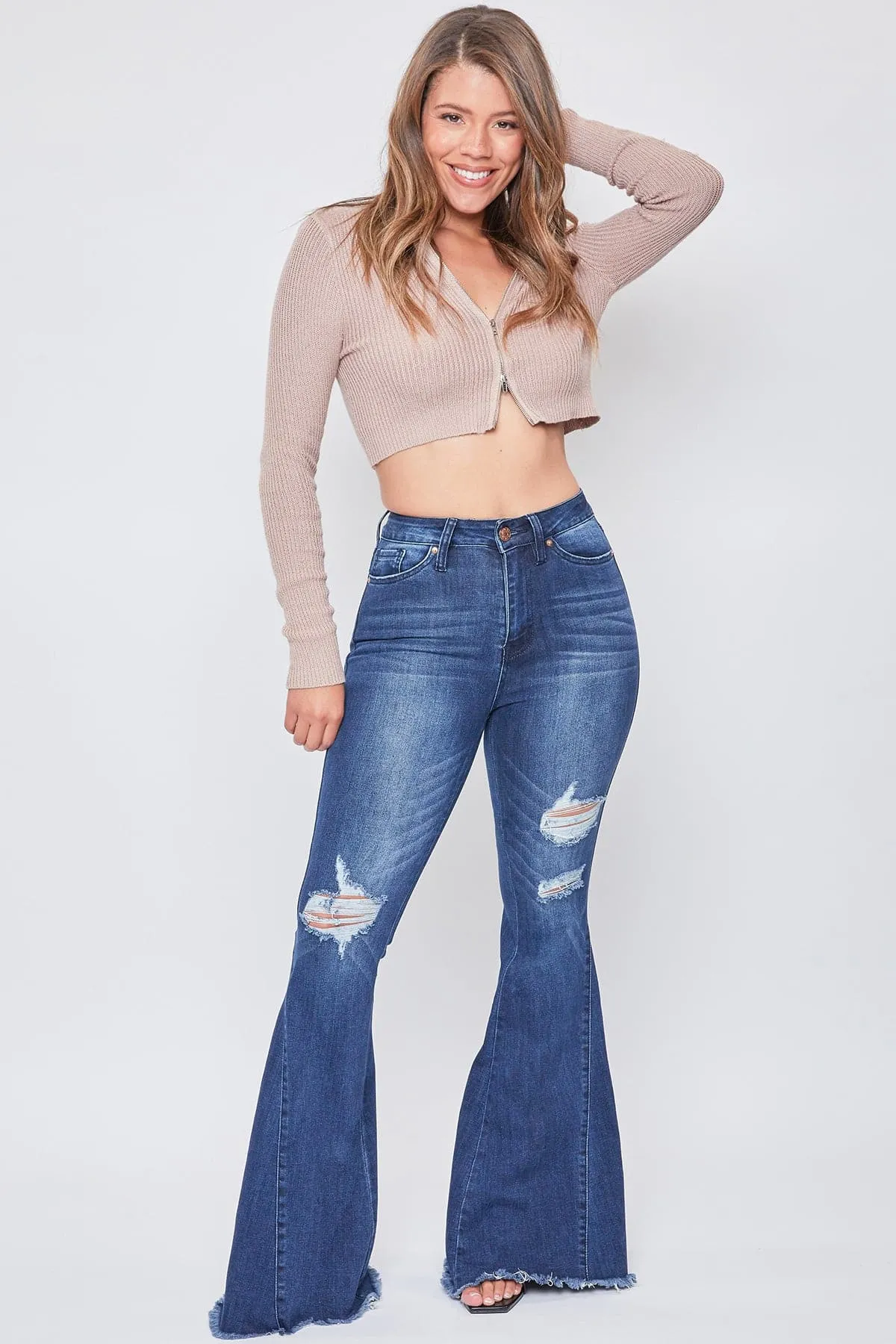 Women's Gigi  Extreme Fit & Flare Jeans-Distressed