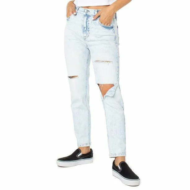 Women's junior high rise denim ripped jeans