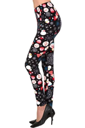 Women's Plus Christmas Snowman Flake Pattern Printed Leggings