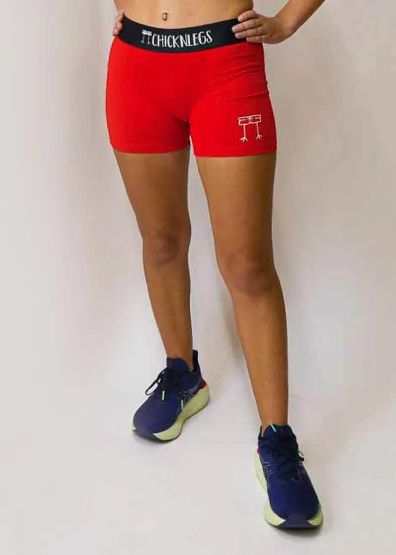 Women's Red 3" Compression Shorts