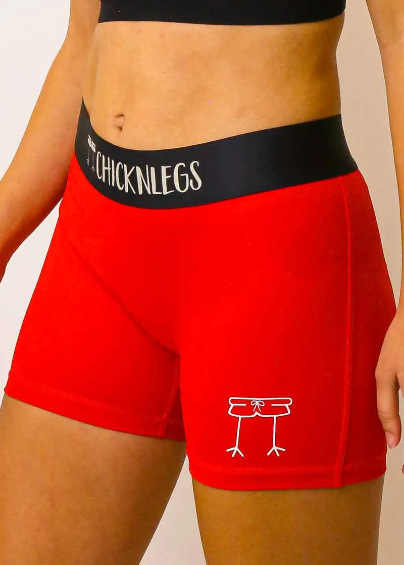 Women's Red 3" Compression Shorts