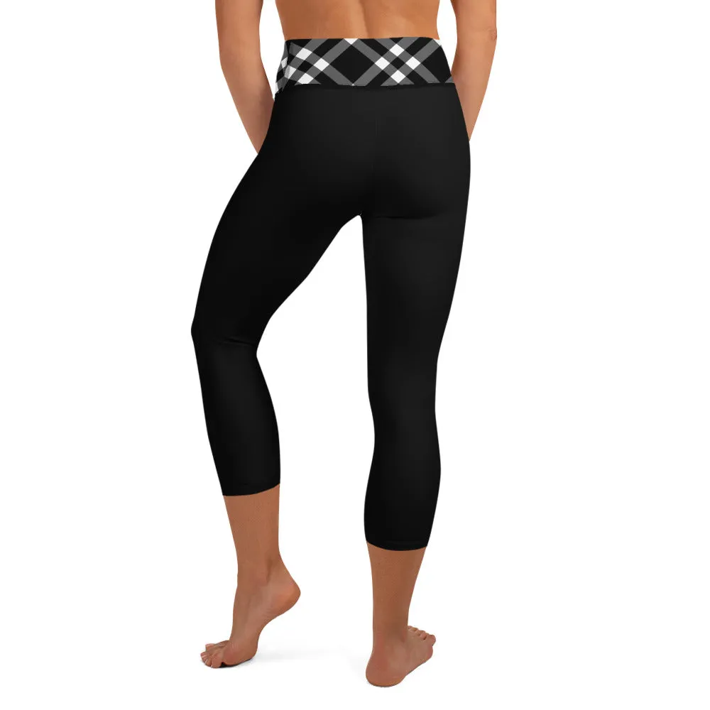 Yoga Capri Leggings Black and White Gingham