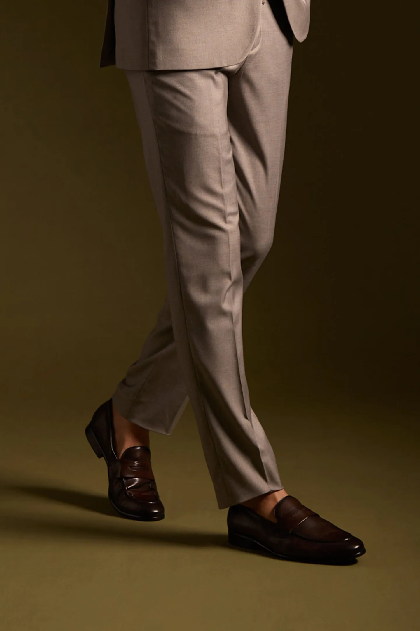 Yoshio Two Tone Vetiver Suit Pants